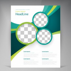 Vector abstract template design flyer, cover with turquoise and green multilayer stripes