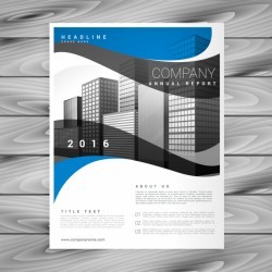 Blue wavy stylish business brochure vector design in size A4