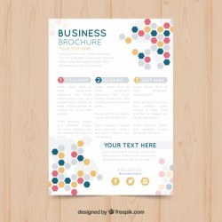 Business brochure with colored hexagons