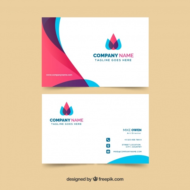 Colorful business card with flat design