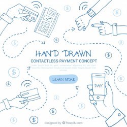 Hand drawn contactless payment concept