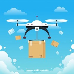 Drone delivery concept with fun style