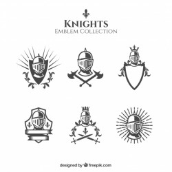 Elegant black and white knight emblems