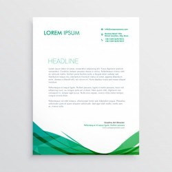 Green wavy shape letterhead vector design template