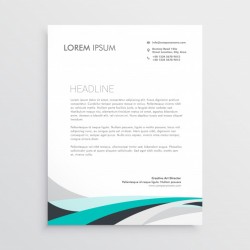 Modern letterhead vector design template with blue wavy shape