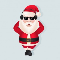 Santa Claus in Headphones and Sunglasses