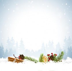 Winter forest with christmas baubles vector material
