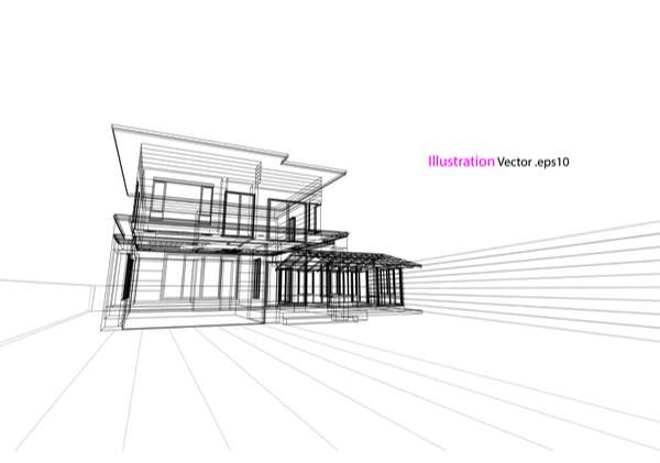 Glass house structure architecture vector illustration 03