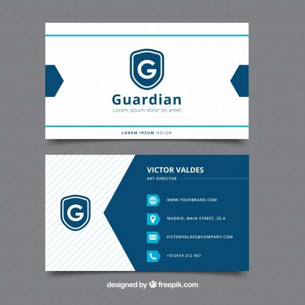Modern blue and white business card