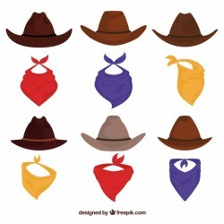 Set of cowboy hats and scarf