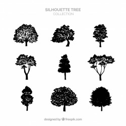 Silhouette tree collection of nine