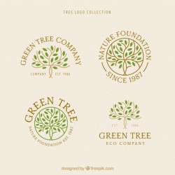 Tree logos collection in flat style