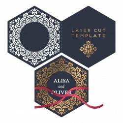 Vector wedding card laser cut template