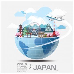 World travel of japan vector template 01