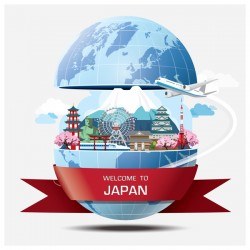 World travel of japan vector template 02