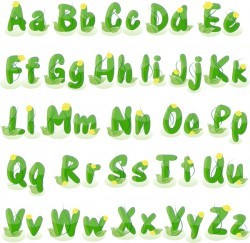 Green plant alphabet with flower vector