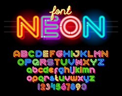 Neon font colorful vector