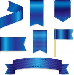 Blue ribbon tag sticker vector