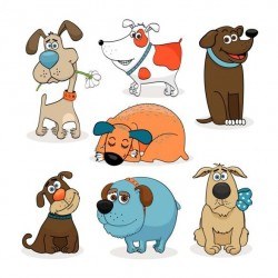 Different dogs cartoon vector set
