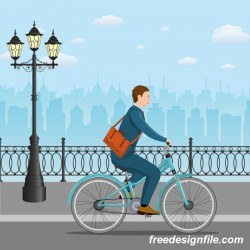 healthy lifestyle by bicycle with city streets vector 01