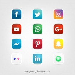 Glossy social media icons vector set