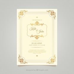Vintage wedding card template with elegant style