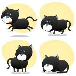 Cartoon Black Cat Set