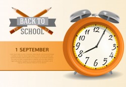 Back to school poster with alarm clock