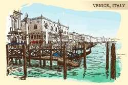 Italy venice painted sketch vector 01