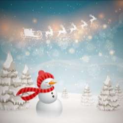 Christmas with winter background and snowman vector