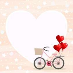 Bicycle and heart balloon background.