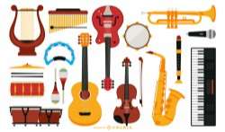 Big set of music instruments