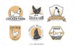 Chicken badges set