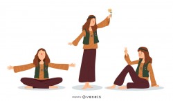 Hippie Man Illustration Set