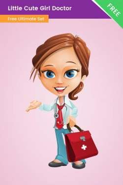 Little Cute Girl Doctor Clipart