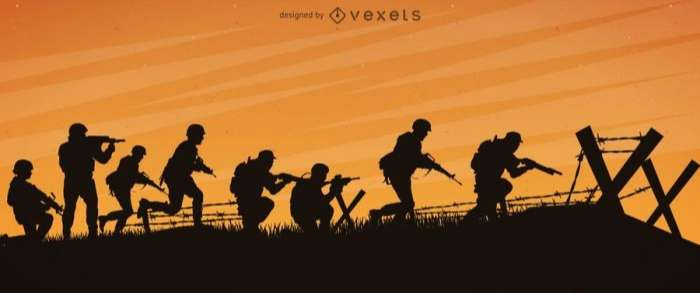 Soldiers war front silhouette design