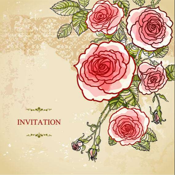 Abstract Roses Vintage Wedding Invitation