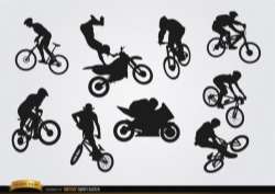 Bicycle motocross BMX silhouettes