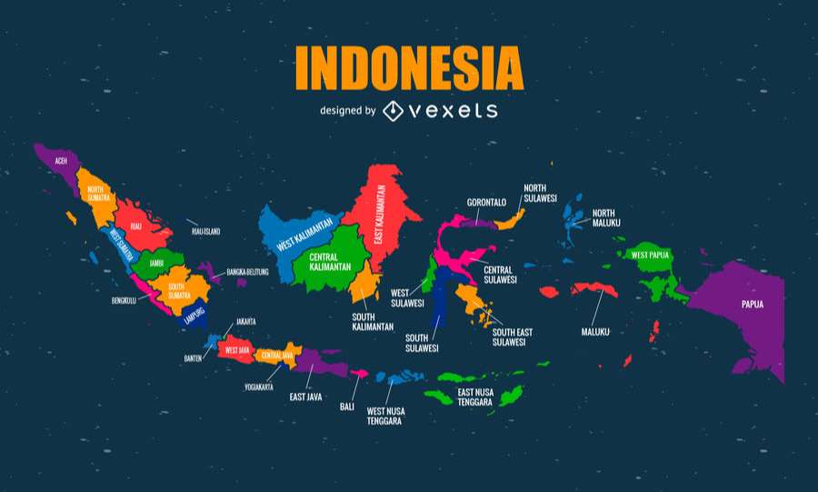 Colorful Indonesia map