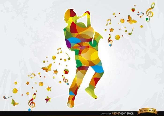 Colorful saxophonist musical background