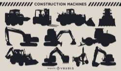 Construction machines silhouette set
