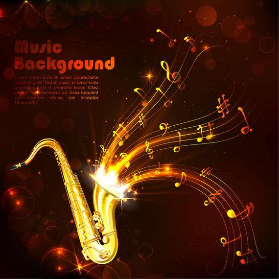 Creative Gold Musical Background with Saxophone