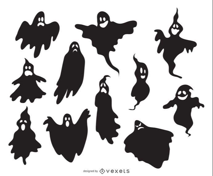 Creepy illustrated ghost silhouettes