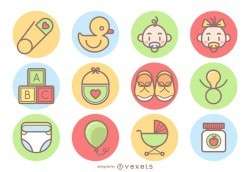 Cute baby icons collection