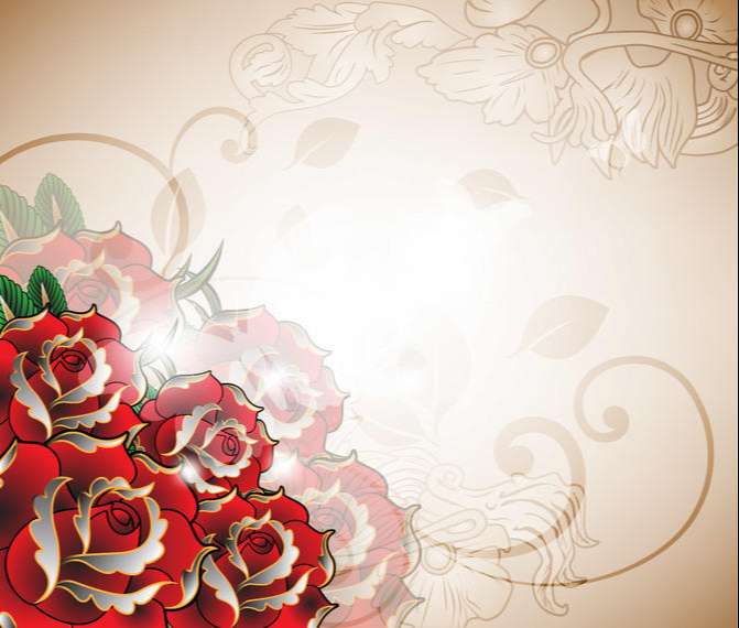 Decorative Red Roses Romantic Background