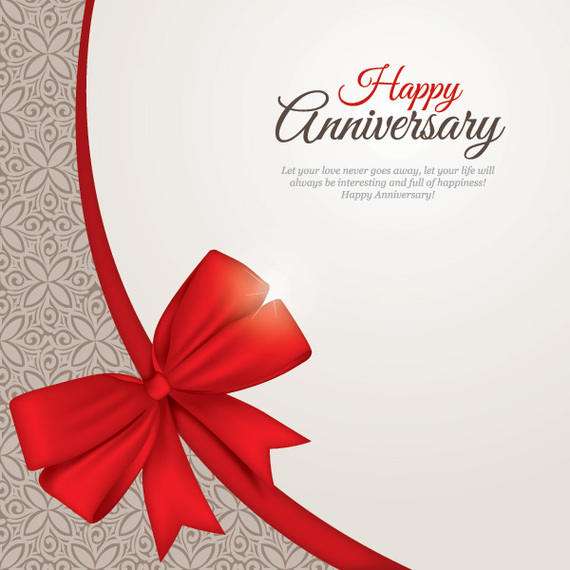 Floral Pattern Anniversary Card with Ribbon