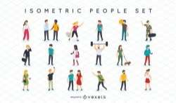 Isometric people illustration set