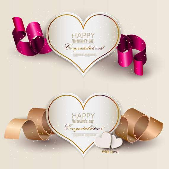 Paper Cutting Hearts 3D Ribbons