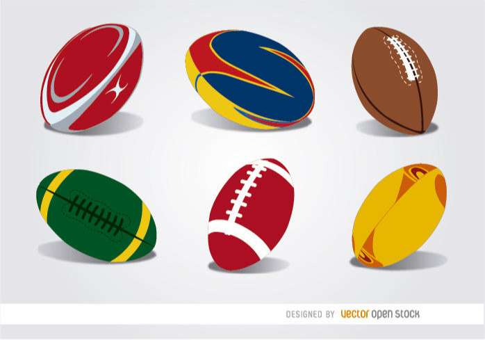 6 Rugby balls set