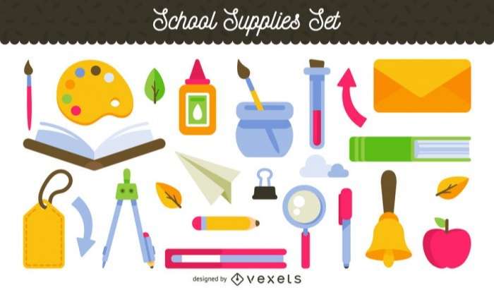 School supplies illustration set